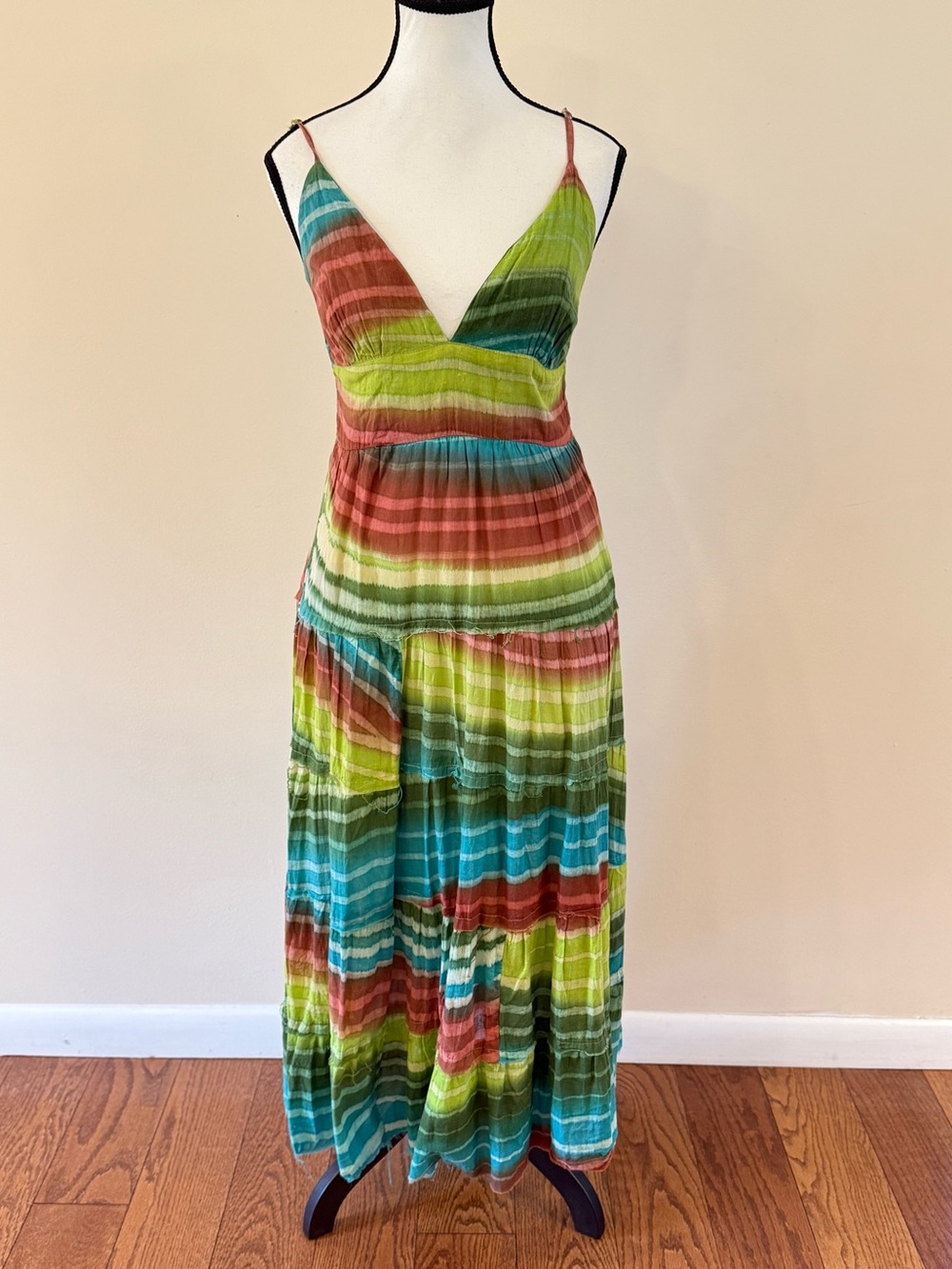 Solitaire Multicolor Striped V-Neck Maxi Dress